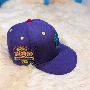 New Era Chicago Cubs 5950 Fitted Hat Mardi Gras Size 7 3/8 Purple RARE